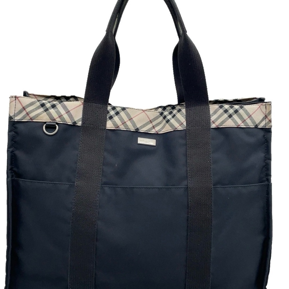 Auth Burberry Nova Check Nylon
Black Tote Bag